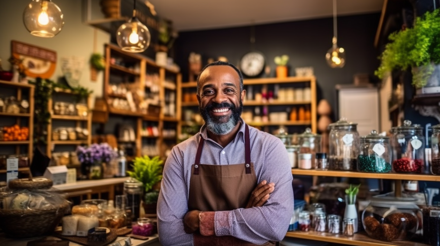 Smiling Male Business Owner in a Shop